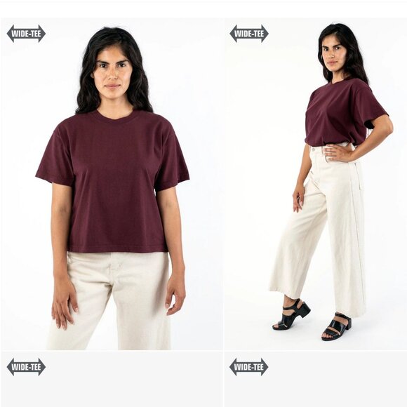 Los Angeles Apparel 1812GD Wide Tee T-Shirt Port Burgundy Large - Picture 1 of 6